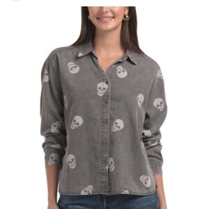 New! Jane And Delancey Skull Button Up Shirt Size Medium